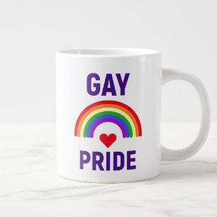 Gay Pride Heart & Rainbow Large Coffee Mug