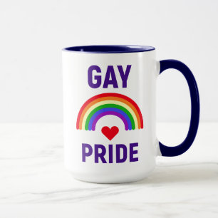 Gay Pride Heart & Rainbow Mug