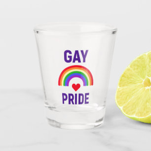 Gay Pride   Heart & Rainbow Shot Glass