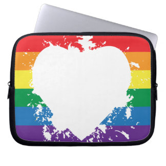 Gay-Pride-Heart-Reversed-Paint Banner Laptop Sleeve