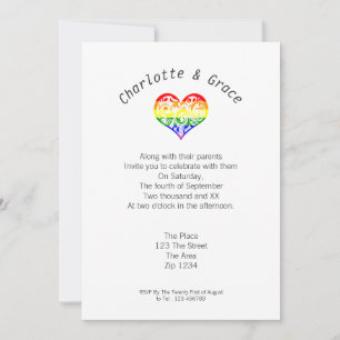 Gay Pride Heart Simple Elegance Invitation