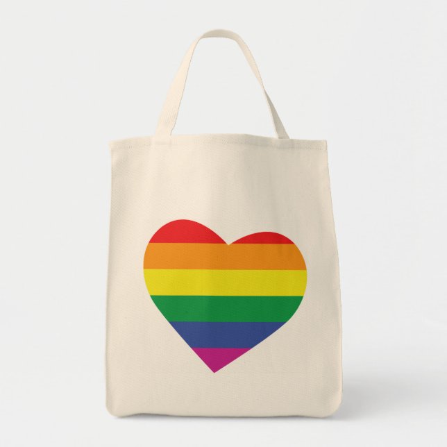 Gay Pride Heart Tote Bag (Front)