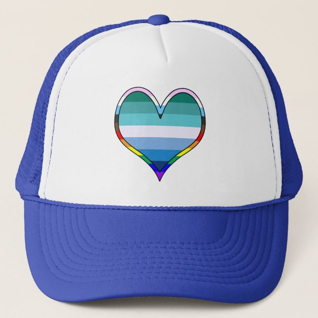 Gay Pride Heart Trucker Hat (Front)