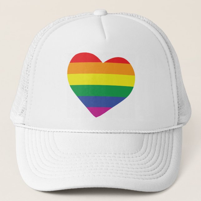 Gay Pride Heart Trucker Hat (Front)