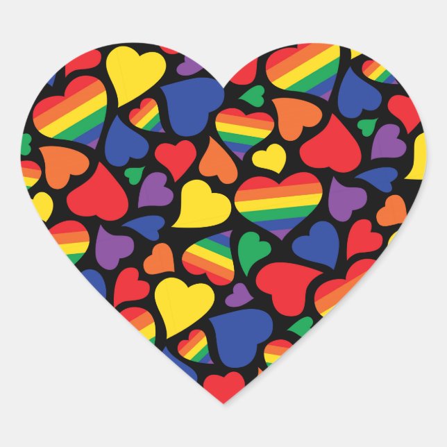 Gay Pride Hearts Pattern Sticker (Front)