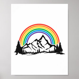 Gay Pride Hiking Camping Backpacking Outdoor Retro Poster