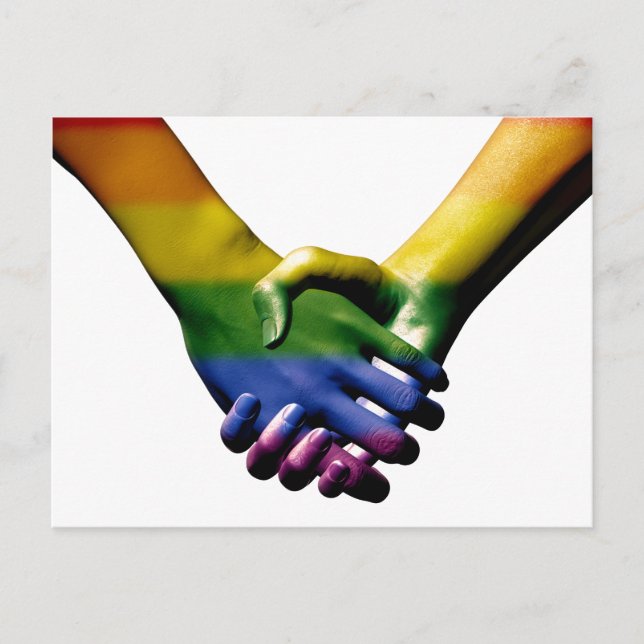 Gay Pride Holding Hands Postcard (Front)