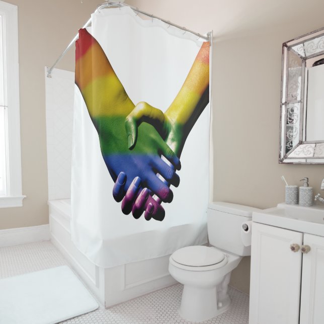Gay Pride Holding Hands Shower Curtain (In Situ)