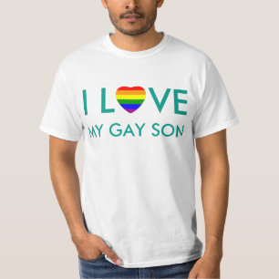 Gay Pride I Love My Gay Son Rainbow Flag Heart T-Shirt
