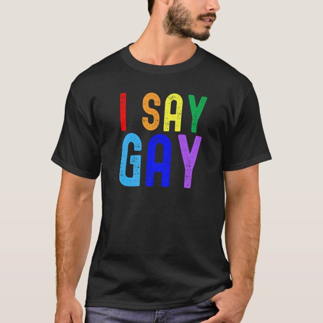 Gay Pride  I Say Gay  Lgbtq+ Lgbt Rainbow Pansexua T-Shirt (Front)