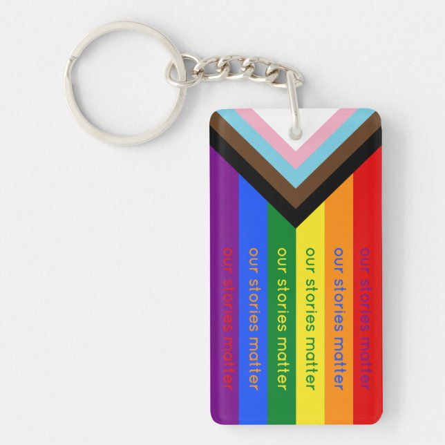 Gay Pride Intersection Rainbow Flag Key Ring (Front)