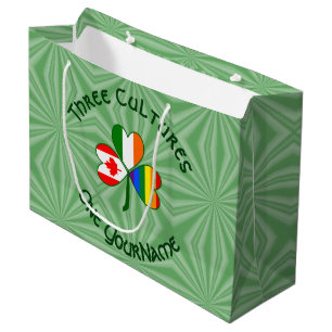 Gay Pride Ireland Canada Shamrock Flag Personalise Large Gift Bag