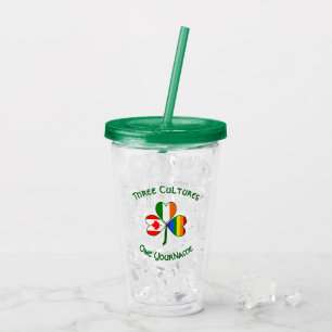 Gay Pride Irish Canadian Flag Shamrock Personalise Acrylic Tumbler