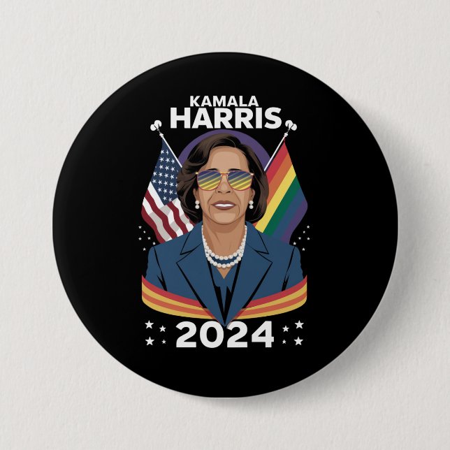 Gay Pride Kamala Harris 2024 Vice President LGBTQ+ 7.5 Cm Round Badge (Front)