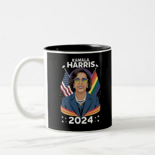 Gay Pride Kamala Harris 2024 Vice President LGBTQ+ Two-Tone Coffee Mug