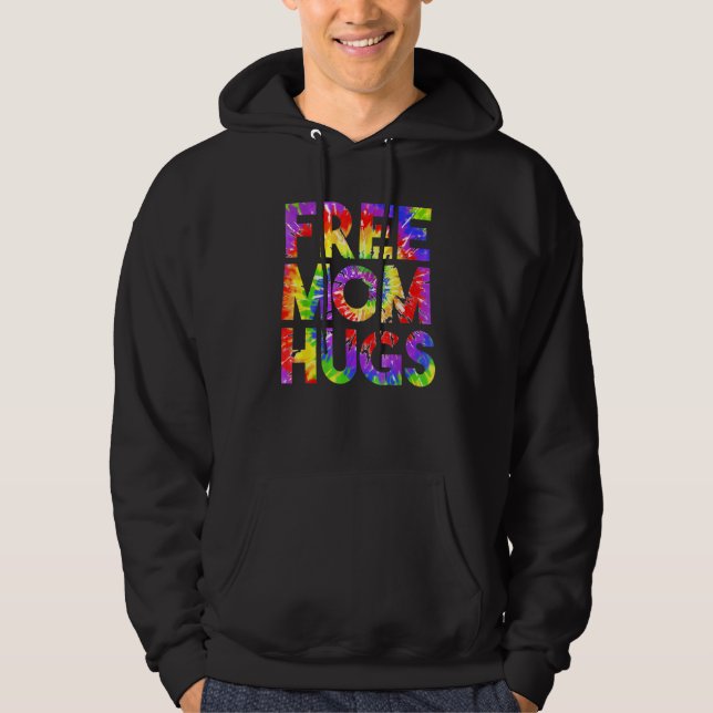 Gay Pride Lesbian Rainbow Proud Mum LGBTQ Free Mum Hoodie (Front)