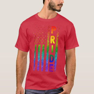Gay Pride Lesbian USA Flag Lgbt  T-Shirt