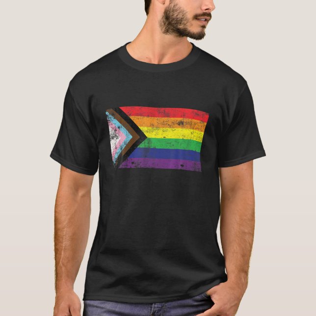 Gay Pride LGBQ Rainbow Flag Trans-Gender Proud All T-Shirt (Front)