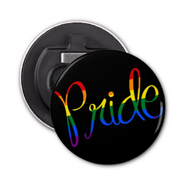 Gay Pride LGBT Black Bottle Opener (Front)