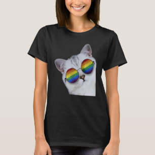 Gay Pride Lgbt Cat Rainbow Purride T-Shirt
