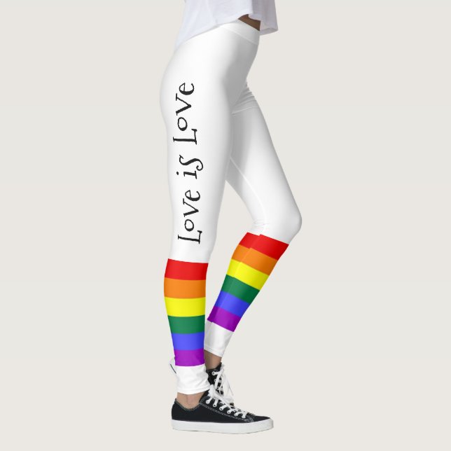 Gay Pride LGBT Colorful Rainbow Love is Love Leggings (Right)