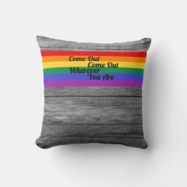 Gay Pride LGBT Come Out Rainbow Flag Love Wins Cushion (Front)