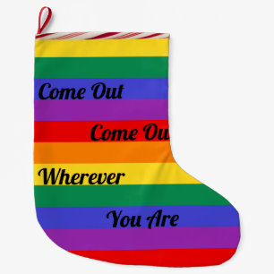 Gay Pride LGBT Come Out Rainbow Flag Love Wins Large Christmas Stocking