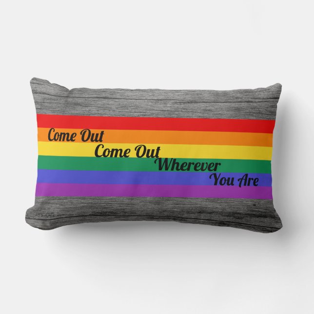 Gay Pride LGBT Come Out Rainbow Flag Love Wins Lumbar Cushion (Front)