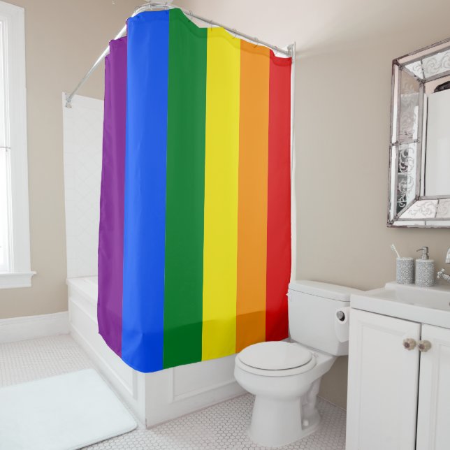 Gay Pride Lgbt Flag Rainbow Stripes Shower Curtain (In Situ)