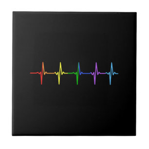 Gay Pride LGBT Heartbeat Pulse 4 Tile