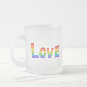 Gay Pride LGBT rainbow flag Love is Love LGBTQ Frosted Glass Coffee Mug