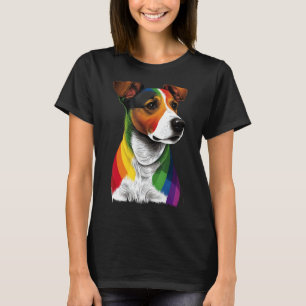 Gay Pride LGBT Rainbow Flag on Jack Russell Terrie T-Shirt