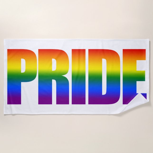 Gay Pride LGBT Rainbow Flag Typography LGBTQ Beach Towel (Front)