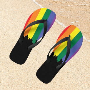 Gay Pride LGBT Rainbow Paint Flip Flops