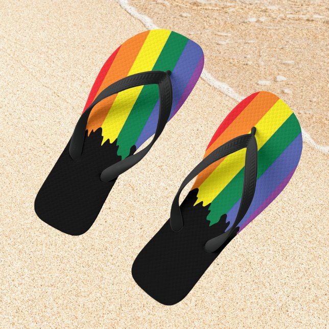 Gay Pride LGBT Rainbow Paint Flip Flops (Creator Uploaded)