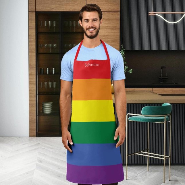 Gay Pride LGBT Rainbow Personalised Apron (Creator Uploaded)