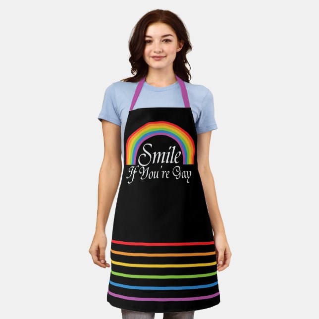 Gay Pride LGBT Rainbow Smile If You Are Gay Apron (Worn)
