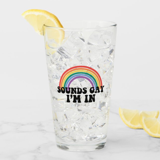 Gay Pride LGBT Rainbow Sounds Gay I'm In  Glass (Front Ice)