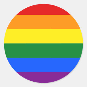 Gay pride LGBT Rainbow Stripes Colourful Classic Round Sticker