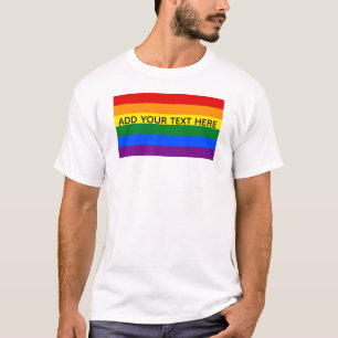 Gay pride LGBT Rainbow Stripes Custom Text T-Shirt
