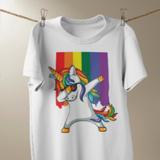 Gay Pride LGBT Rainbow Unicorn Dabber T-Shirt