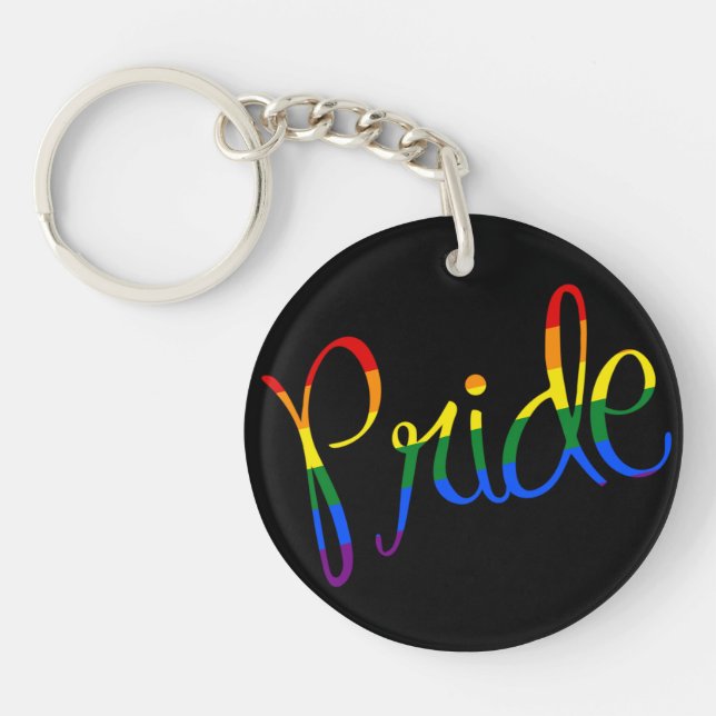 Gay PRIDE LGBT Script Keychain (Front)
