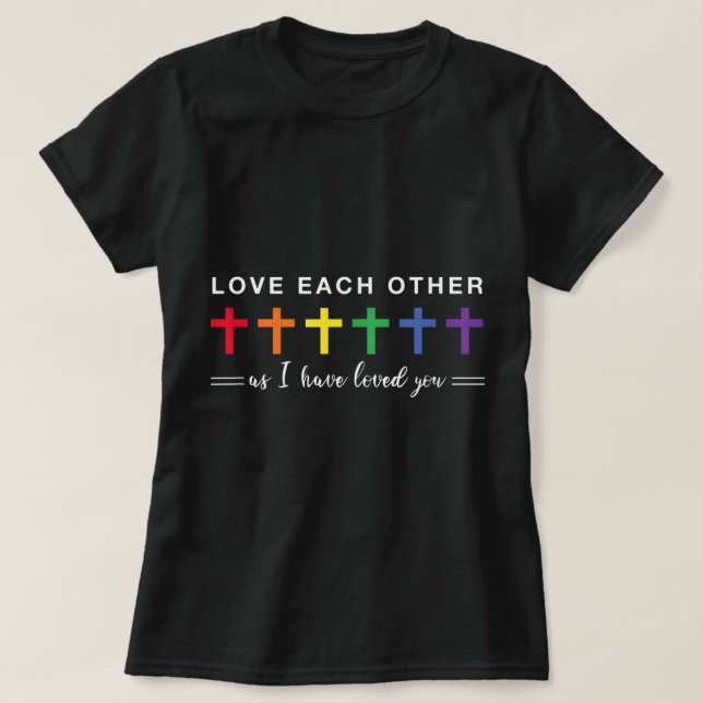 Gay Pride LGBTQ Rainbow Christian Crosses Love Eac T-Shirt (Design Front)