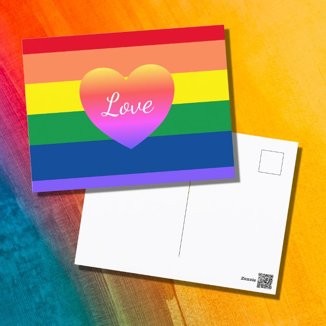 Gay Pride LGBTQ Rainbow Colourful Heart Postcard (Creator Uploaded)