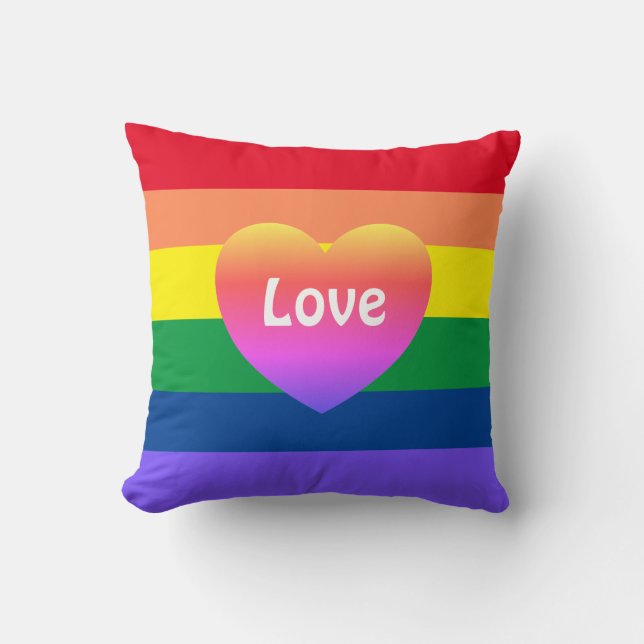 Gay Pride LGBTQ Rainbow Flag Colourful Heart  Cushion (Front)