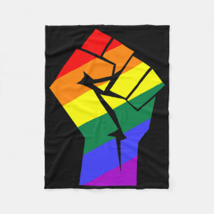 Gay Pride Lgbtq Rainbow Flag Resist Fist Gay Right Fleece Blanket