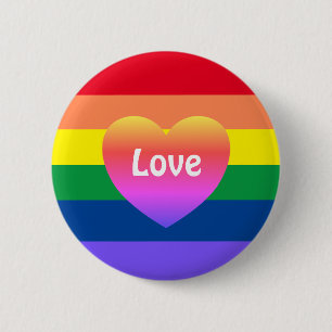 Gay Pride LGBTQ Rainbow Heart 6 Cm Round Badge
