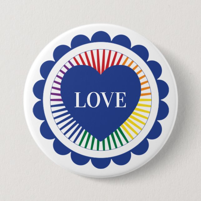 Gay Pride LGBTQ Rainbow Heart Love 7.5 Cm Round Badge (Front)