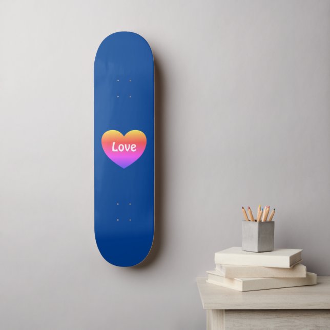 Gay Pride LGBTQ Rainbow Heart Love Blue Skateboard (Wall Art)