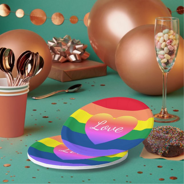 Gay Pride LGBTQ Rainbow Pride Party Paper Plate (Multi)